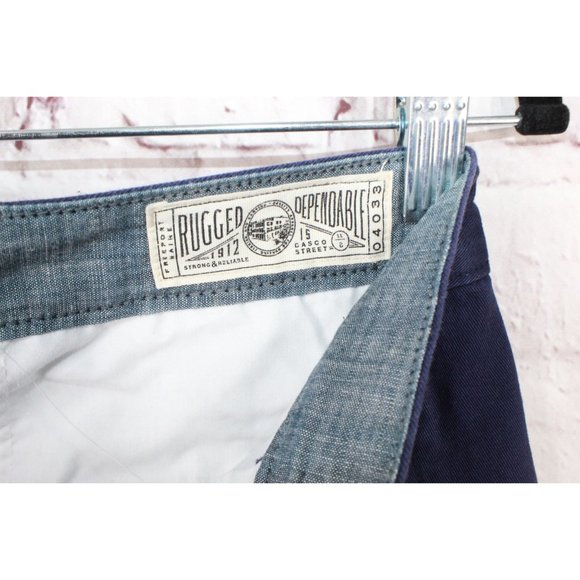 LL Bean Signature Camp Chino Pants Front tonal Patches Cotton Navy 30/34 - Picture 6 of 11